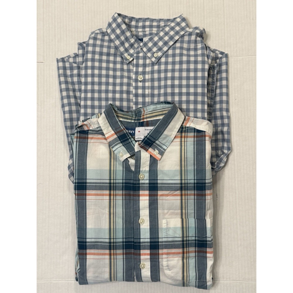 NWT Old Navy Everyday Shirt Slim Fit Flex Men's M LOT OF 2 button down LS